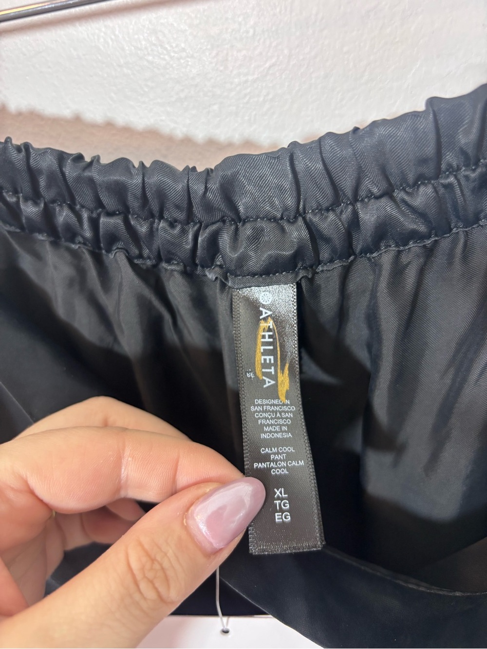 Athleta cool calm pant NWT XL Black Satin Feel Wide Leg Relaxed Pull On - Picture 11 of 16